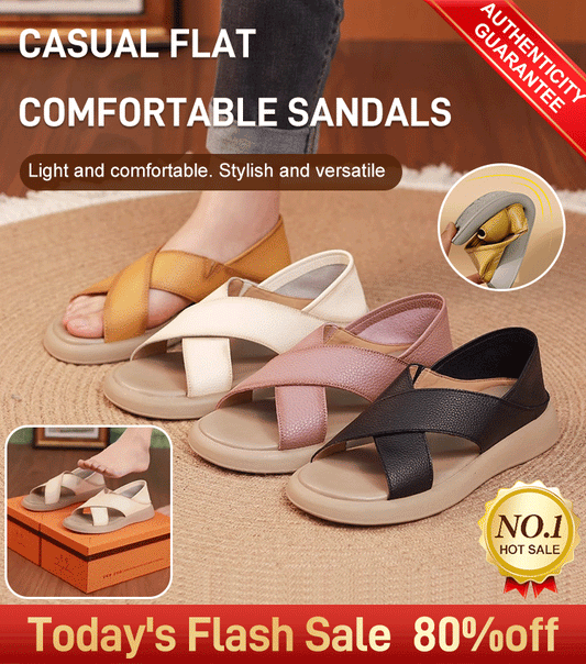 💕【35-42】Sandale plate romane din piele naturala casual si confortabile
