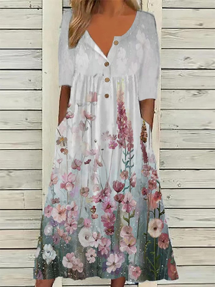 👗✨【S-5XL】Razprodaja poletnih oblek 2025 s potiskom in žepi