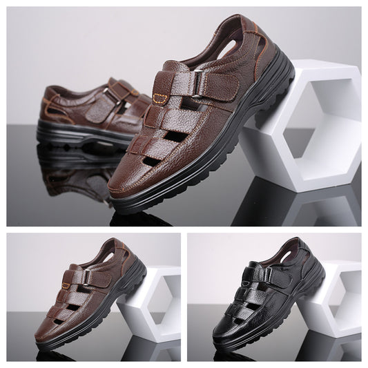 👡👍【38-48】Letní pánské sandály 2025 z hovězí kůže, prodyšné, duté, protiskluzové a ležérní🔥