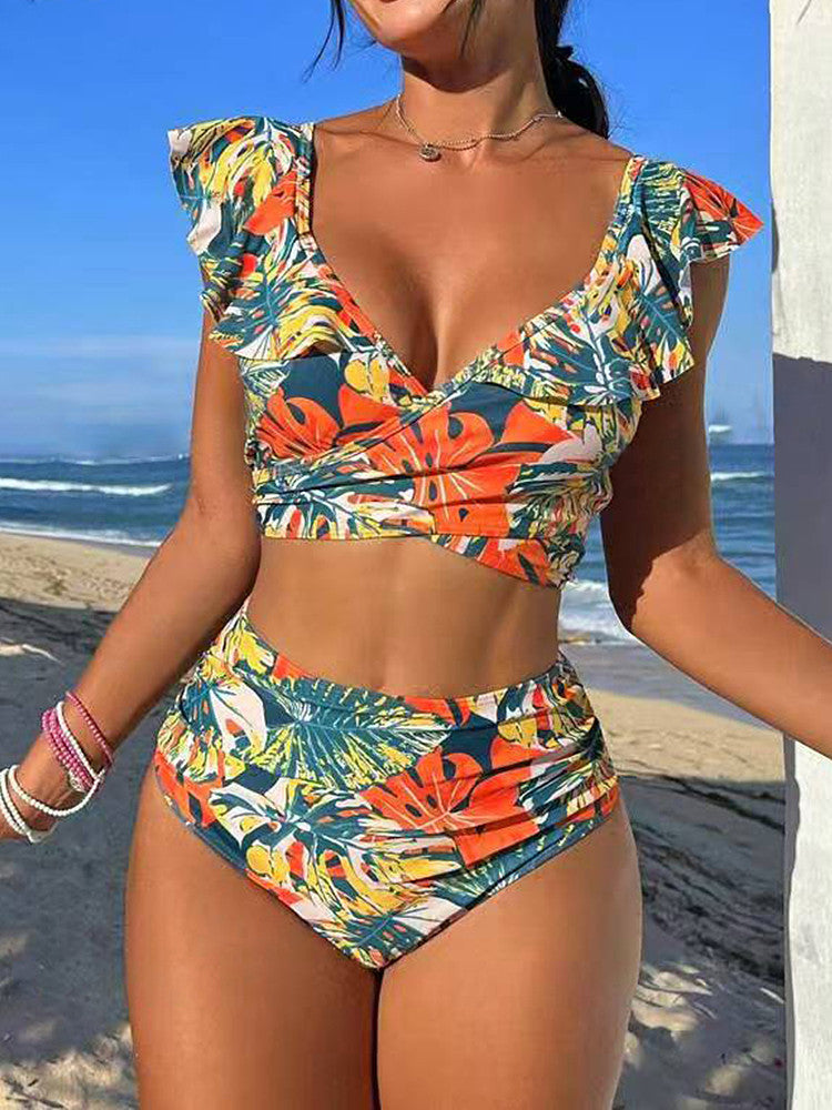 🏊👙【Sleva 50%】🌴 Elegantní plavky s potiskem pro větší velikosti