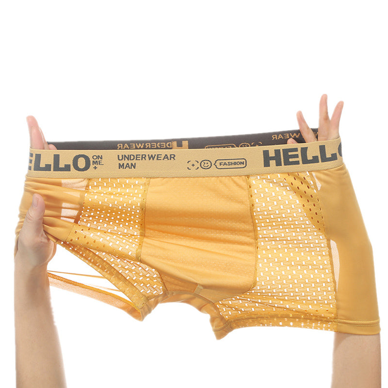 💦(6 kosov) Moške boksarice ice silk z zračno mrežicoi