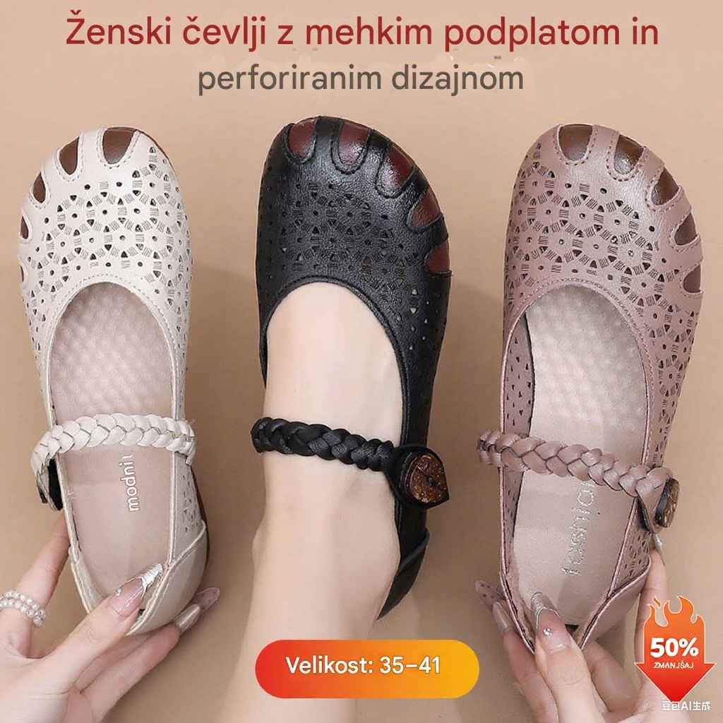 【50% POPUST】【35-41】Sandali iz usnja z luknjami za prosti čas, novi v letu 2025, udobni in vsestranski