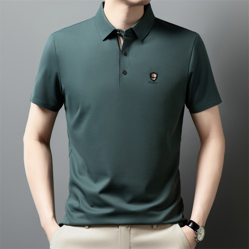 ✨✨【M-4XL】 Cămașă polo casual cu jumătate de mânecă din mătase de gheață 2025