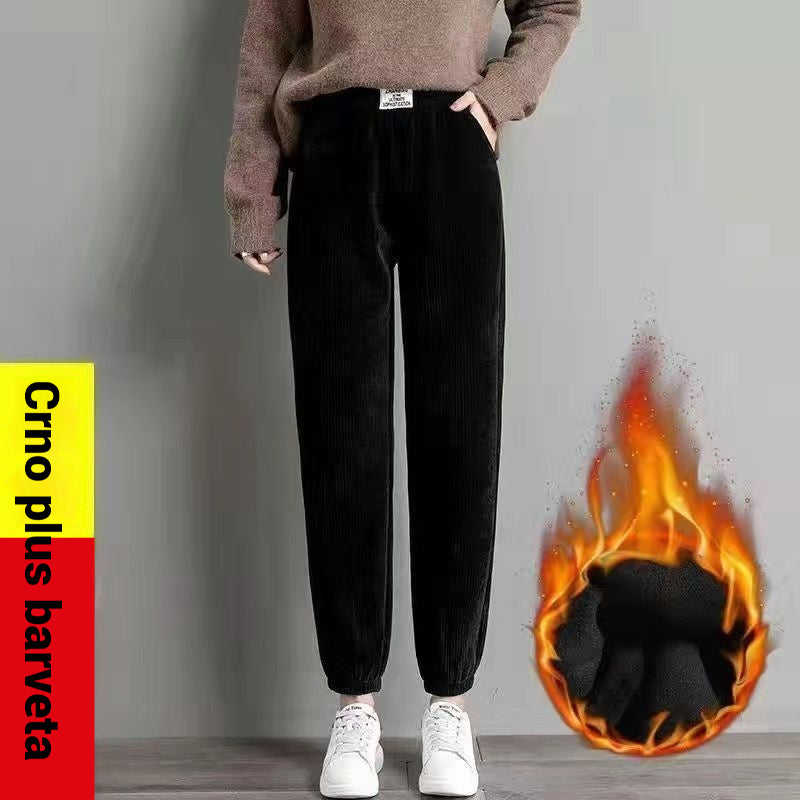 【💥Év végi kiárusítás - 50% kedvezmény💥】【M-3XL】Új női rugalmas kötött lezser nadrág. Polár béléssel a melegért