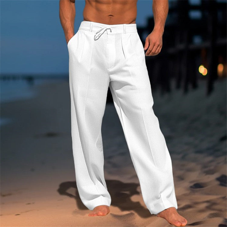 🏖️👖 【Poletna razprodaja - 50% 🔥】【S-3XL】😍 Moške lanene ohlapne hlače velikih velikosti, udobne in zračne, idealne za vsak dan in počitnice