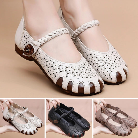 【50% POPUST】【35-41】Sandali iz usnja z luknjami za prosti čas, novi v letu 2025, udobni in vsestranski