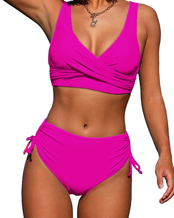 🏖️👙【Popust na nove izdelke】🌴【S-3XL】Nove ženske preproste enobarvne, hitro sušeče, udobne in zračne bikini kopalke za poletje 2025.