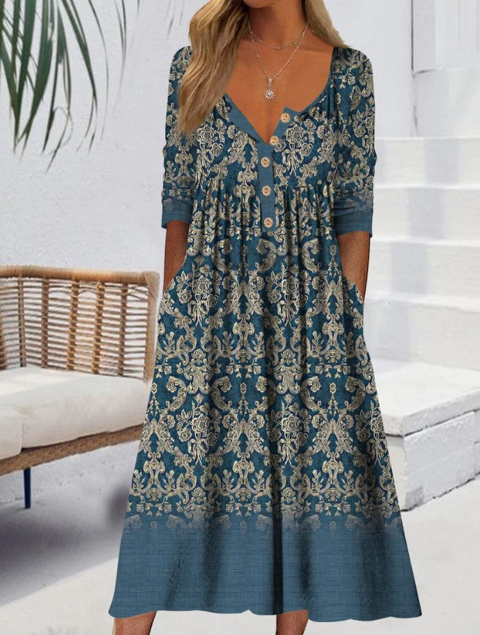 👗✨【S-5XL】Razprodaja poletnih oblek 2025 s potiskom in žepi