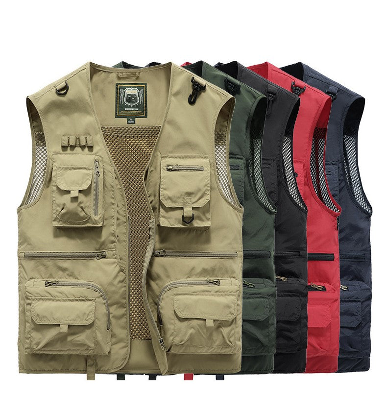 š„ćS-5XLćNowoczesna kamizelka z wieloma kieszeniami, w stylu sportowo-codziennym, odpowiednia do aktywnoÅci na Åwieżym powietrzu latem