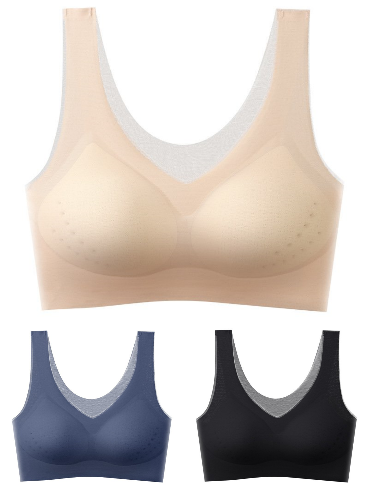 🏆【Комплект от 3 части】【40-120 кг】2025, безшевен сутиен от ледена коприна с повдигащ ефект