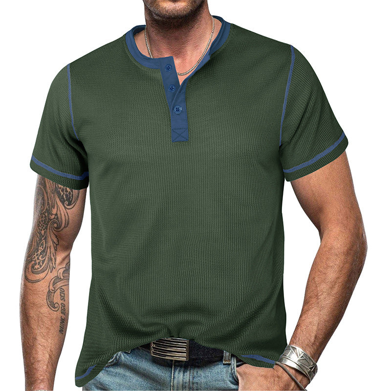 👕【50% sleva 🔥】【S–3XL】🌈 Letní pánská vintage košile s knoflíky, krátký rukáv, ve větších velikostech, s kontrastními barvami, dostupná v 10 barvách