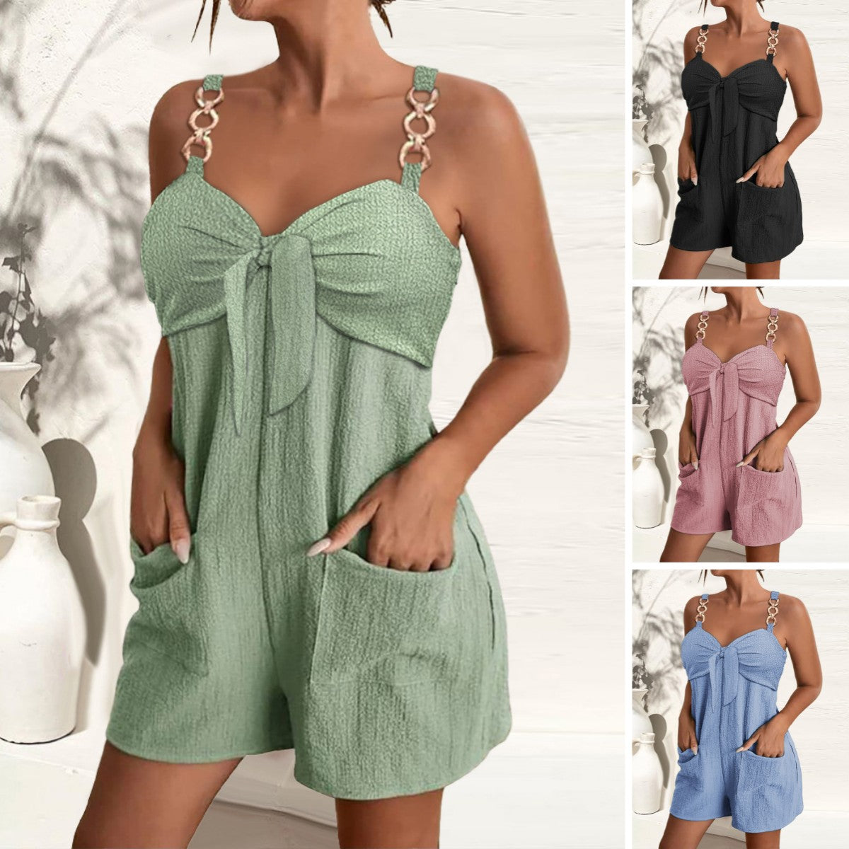 🎀👖【Reducere 50% 🔥】【S–2XL】Salopă de damă cu bretele decorative, casual și elegantă