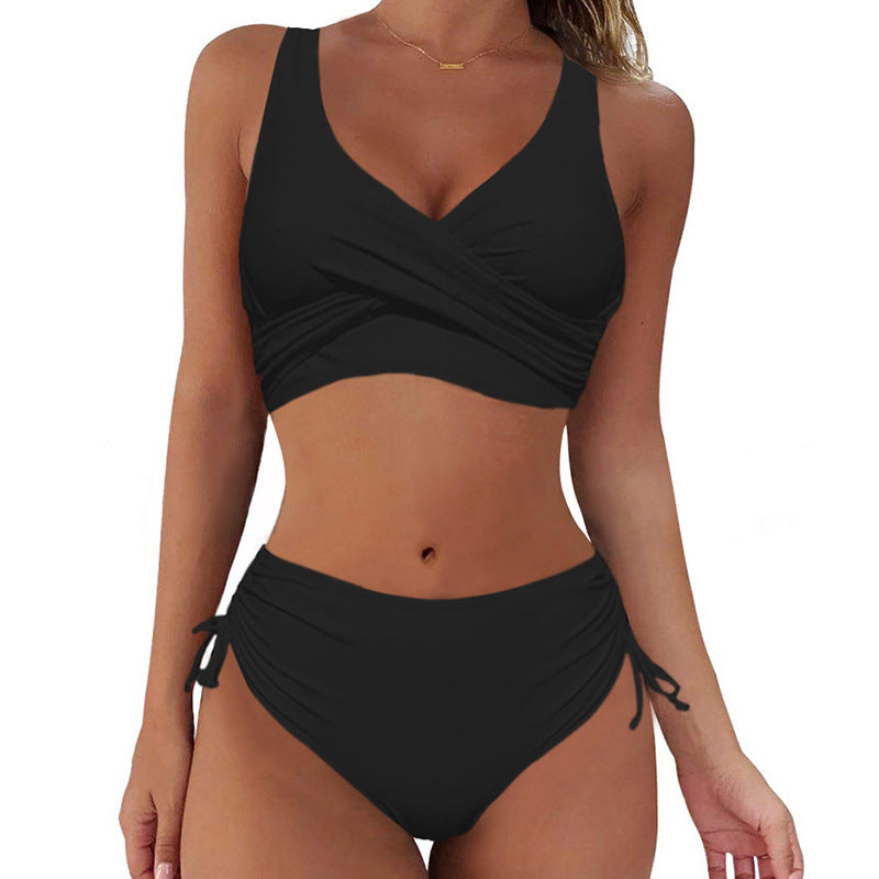 🏖️👙【Popust na nove izdelke】🌴【S-3XL】Nove ženske preproste enobarvne, hitro sušeče, udobne in zračne bikini kopalke za poletje 2025.