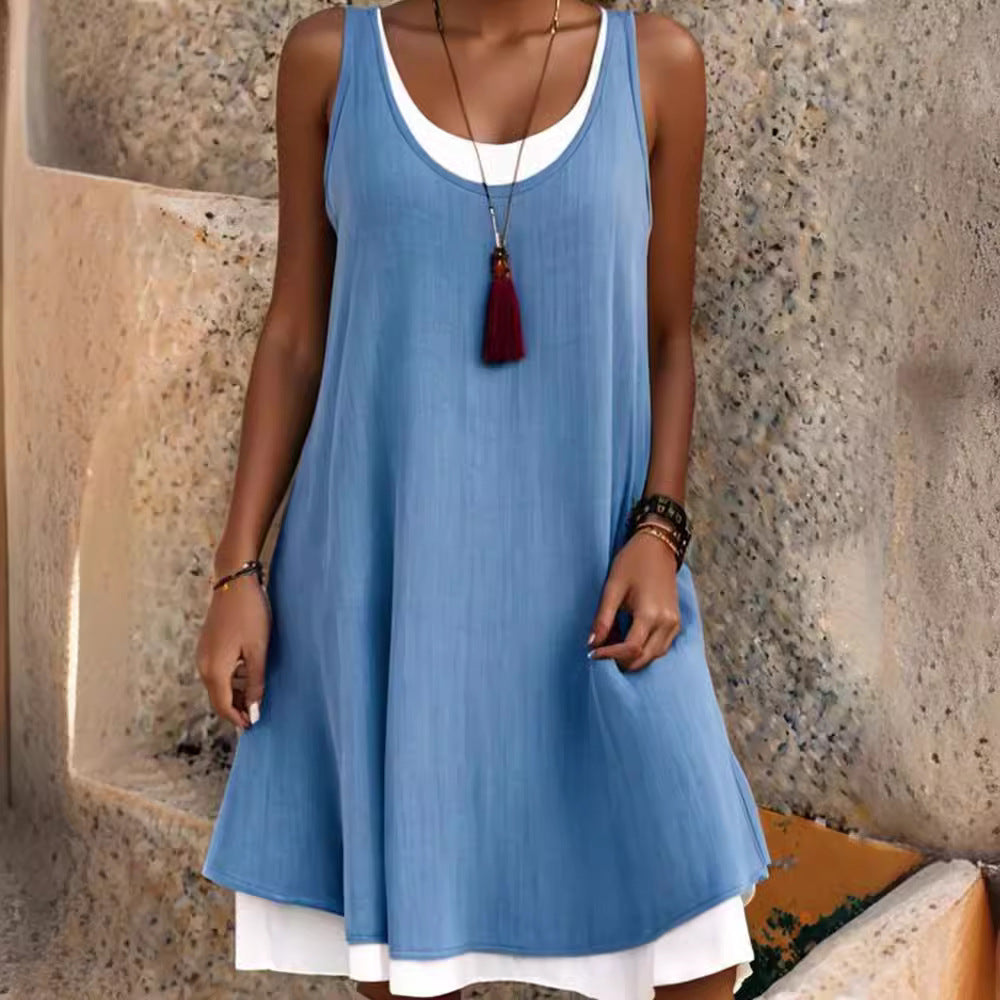 🌈✨【Poletna novost🔥】【S-5XL】Poletna nova modna preprosta ležerna ohlapna obleka brez rokavov 2025