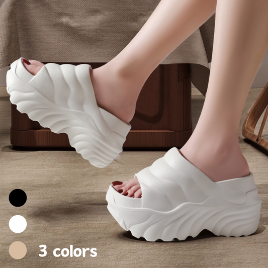 ✨✨【36-41】Papuci de vară noi pentru femei, talpă groasă, toc plat, încălțăminte pentru exterior, pantofi cu talpă înaltă și subțire, 2025