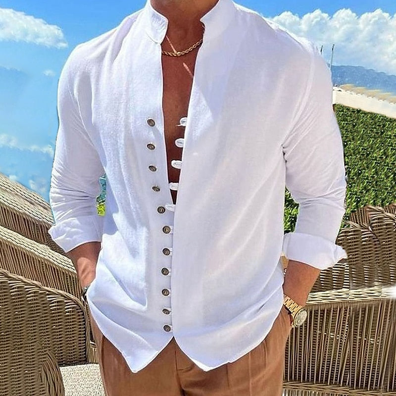 🌈👔【50% sleva 🔥】【S-3XL】😍Nová kolekce 2025, pánská bavlněná lněná košile nadměrných velikostí, košile s volným dlouhým rukávem