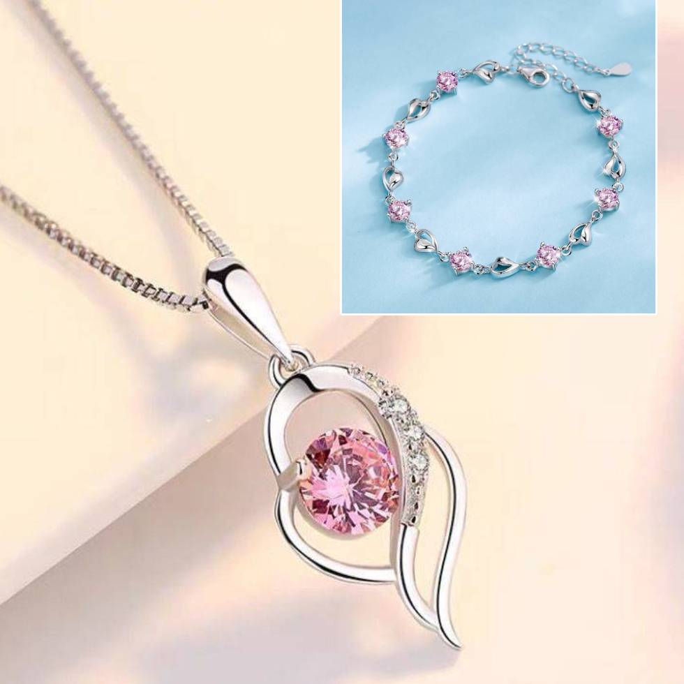 ✨✨【Kup 1, a 1 otrzymasz gratis】💎Serce oceanu 925 srebro bransoletka + naszyjnik zestaw-4238649.