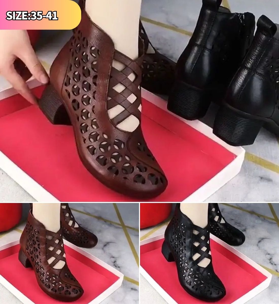 Ofertă specială limitată💕【Mărimi 35-41】Pantofi cu toc înalt casual din piele naturală pentru femei