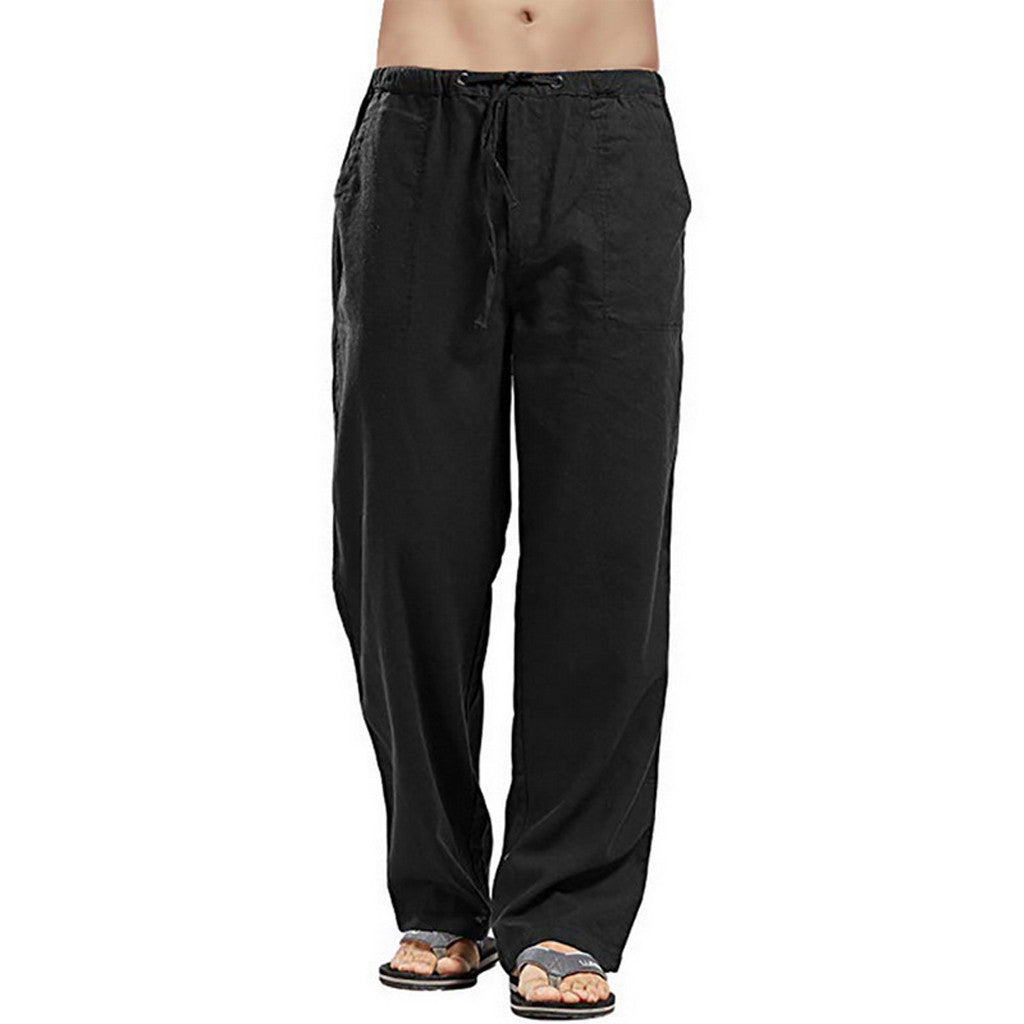 💥😎 【50 % popust🔥】【S–5XL】 🌈 Pantaloni casual pentru bărbați de marime mare din bumbac și in, 12 culori