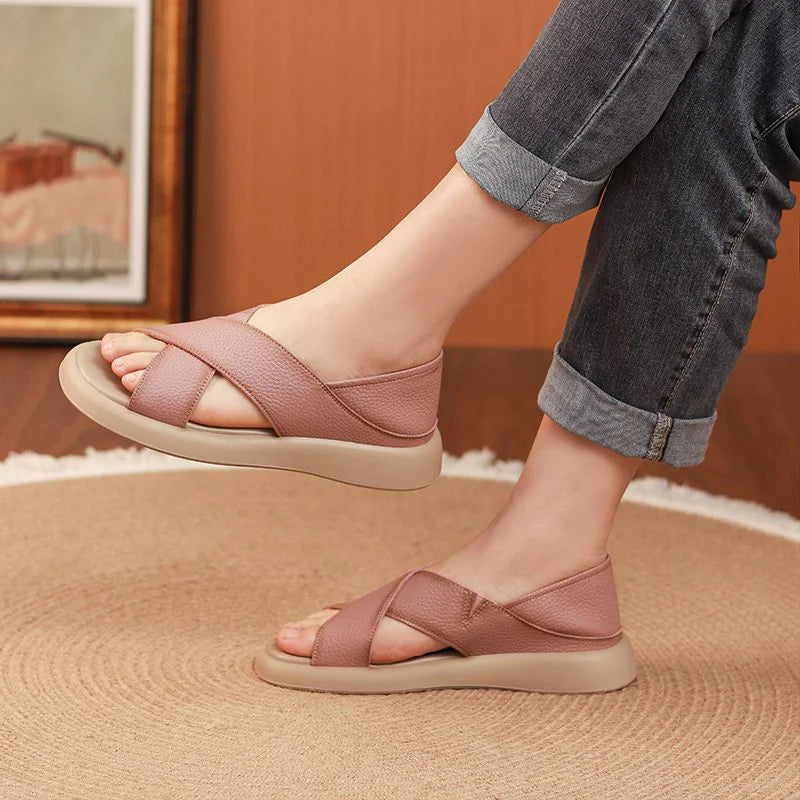 💕【35-42】Sandale plate romane din piele naturala casual si confortabile