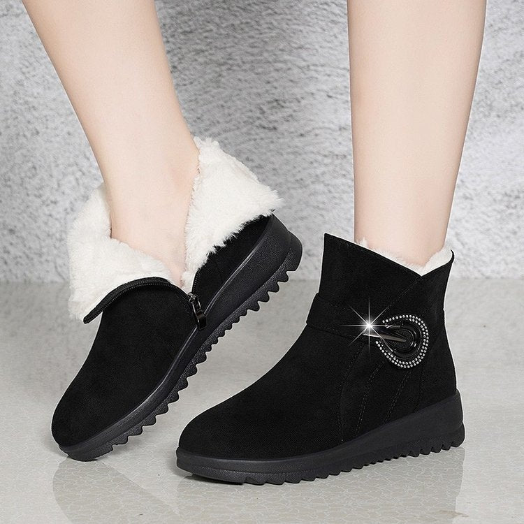 👢【30% отстъпка】【35-40】2025 Нови дебели кадифени къси ботуши, топли неплъзгащи се снежни ботуши