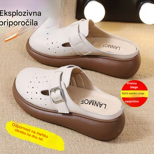 💟😘【35-40】Novi francoski ročno izdelani usnjeni sandali z debelim podplatom