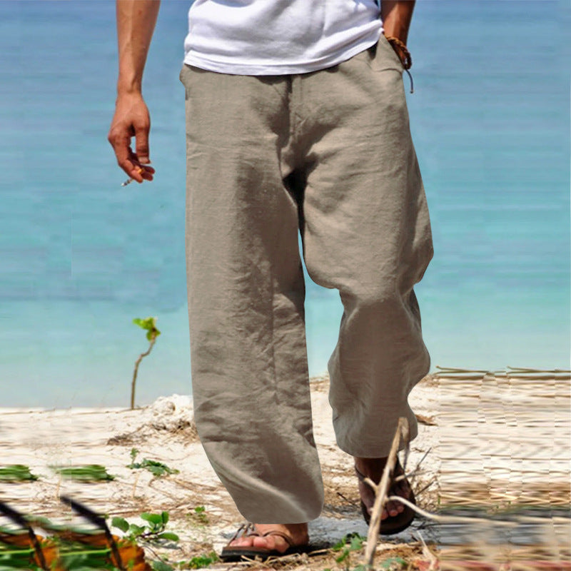 👖🕺【50% sleva 🔥】【S–5XL】😍 Letní pánské rovné kalhoty se širokými nohavicemi ve velkých velikostech, jednobarevné, se stahovací šňůrkou v pase, ležérní a prodyšné, 8 barev