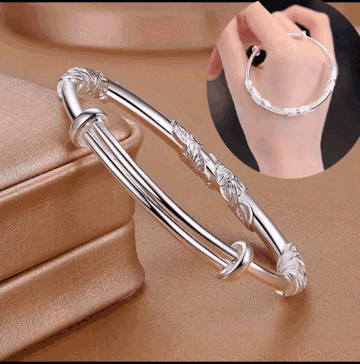 ❣️【Kupite eno, dobite eno brezplačno】Nastavljiva zapestnica iz srebra S925, 💞Rože do konca, zapestnica iz masivnega srebra s potiskom