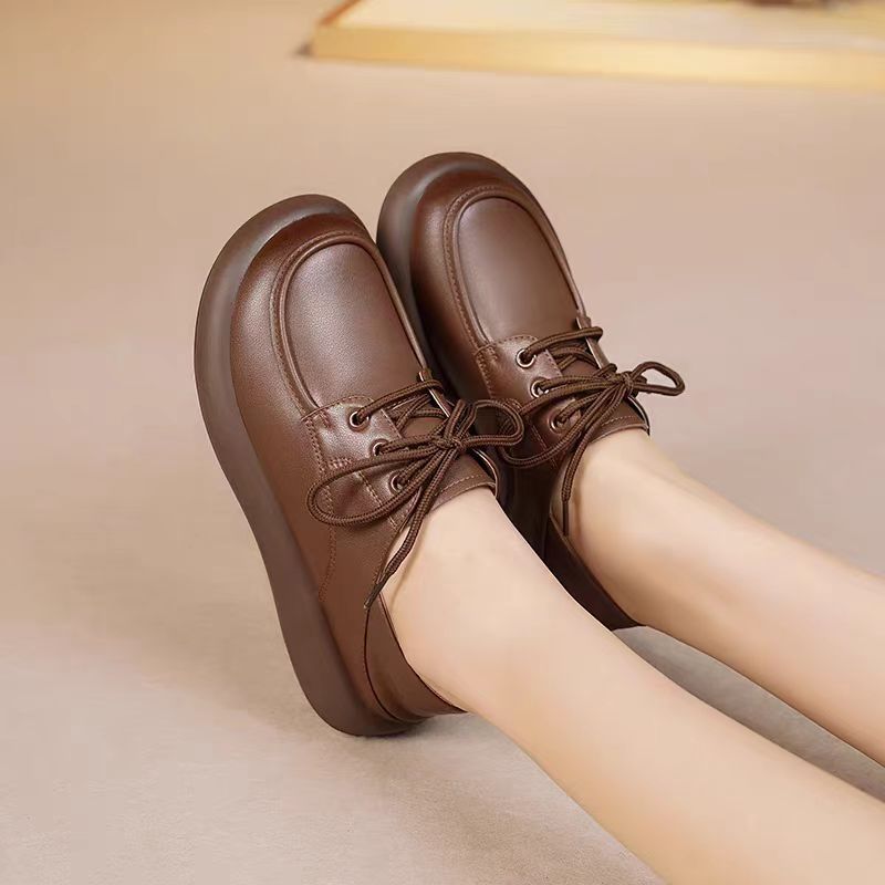【50 % popust】【35-40】Visokokakovostni usnjeni čevlji za prosti čas z vezalkami in debelim podplatom