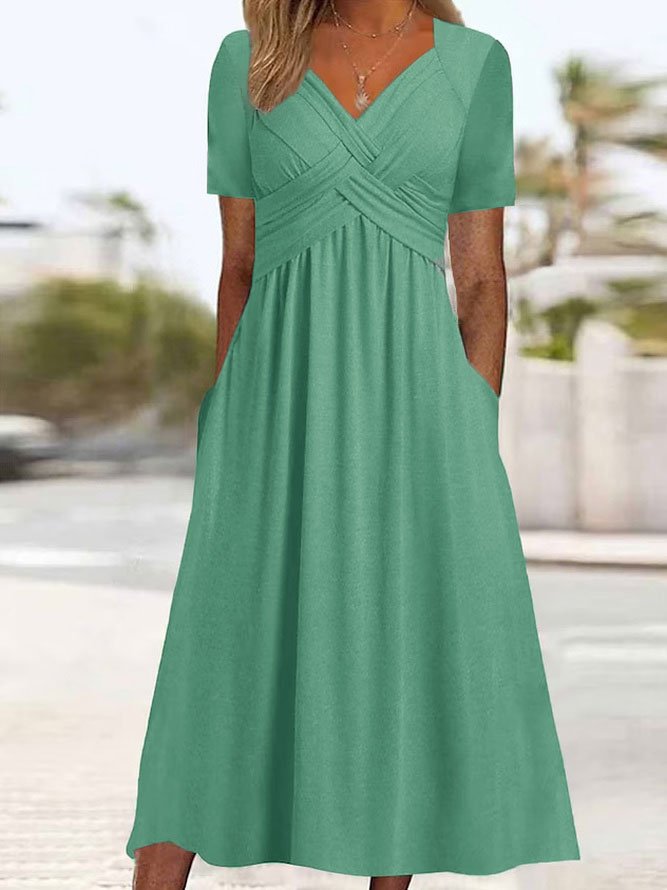 🔥🔥【S-3XL】2025 Rochii casual de lungime medie la modă, culoare pură