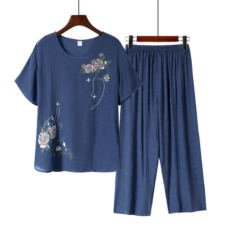 【50% sleva】【XL~4XL】🌸Letní bavlněné a lněné domácí obleky pro osoby středního a staršího věku