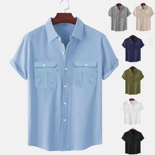 【🔥Letní výprodej🔥】✨🎉【M-5XL】Nová letní pánská jednoduchá ležérní lněná košile 2025