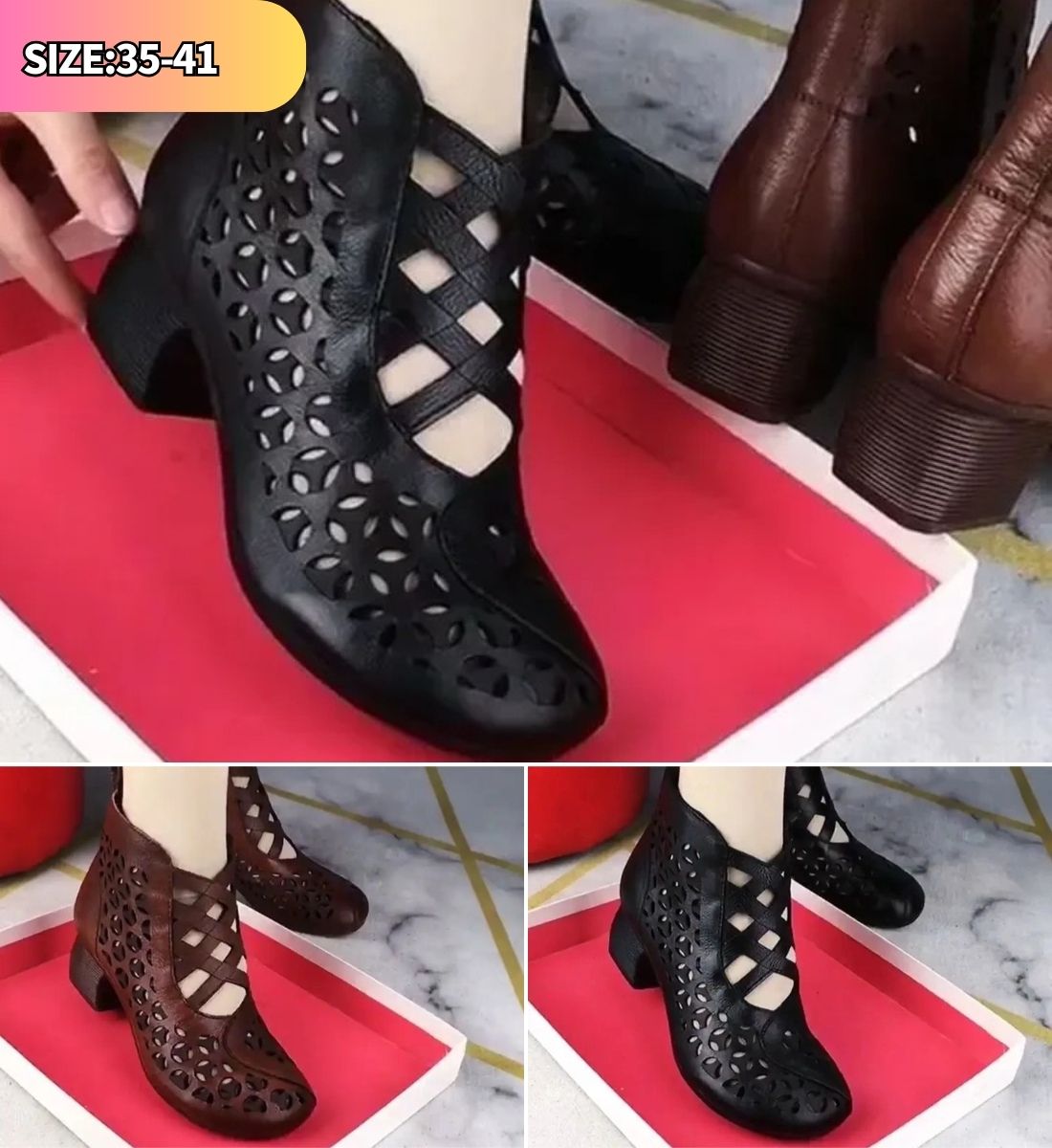 Ofertă specială limitată💕【Mărimi 35-41】Pantofi cu toc înalt casual din piele naturală pentru femei