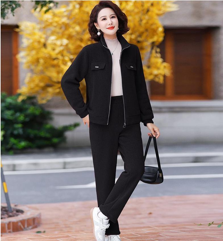 【50% отстъпка】【M-4XL】Дамски ежедневен плюшен и дебел костюм (сако + панталон)