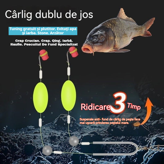 🎣🐟Set fir de pescuit de fund, set de pescuit dublu cu cârlig plutitor european