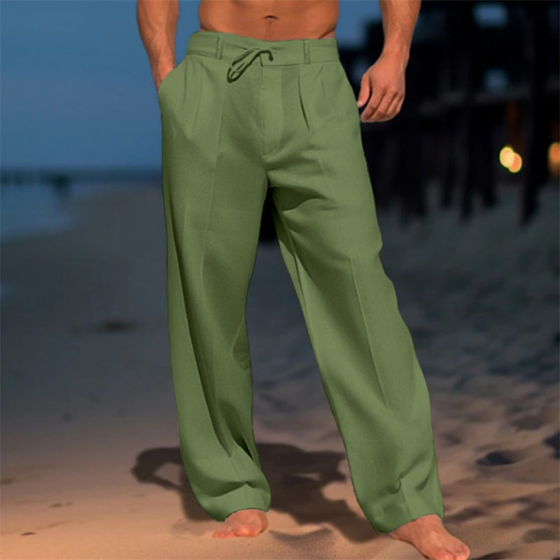 🏖️👖 【Poletna razprodaja - 50% 🔥】【S-3XL】😍 Moške lanene ohlapne hlače velikih velikosti, udobne in zračne, idealne za vsak dan in počitnice