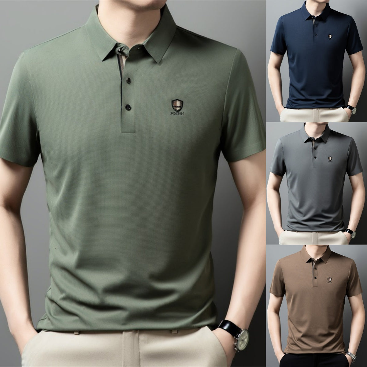 ✨✨【M-4XL】 Cămașă polo casual cu jumătate de mânecă din mătase de gheață 2025