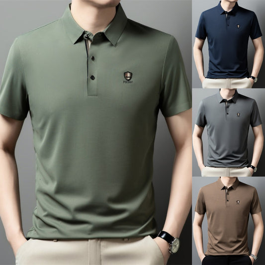 ✨✨【M-4XL】 Cămașă polo casual cu jumătate de mânecă din mătase de gheață 2025