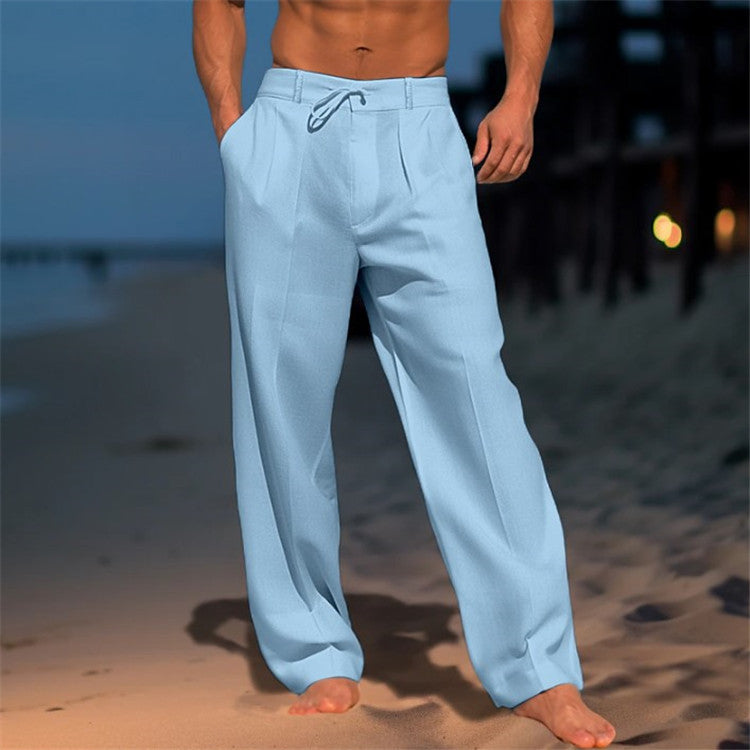 🏖️👖 【Poletna razprodaja - 50% 🔥】【S-3XL】😍 Moške lanene ohlapne hlače velikih velikosti, udobne in zračne, idealne za vsak dan in počitnice