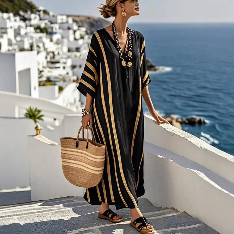 【S-5XL】Această rochie este uimitoare și perfectă pentru o ieșire de vară. Lungă și lejeră, elegantă și perfectă pentru o plimbare pe plajă sau o ieșire în oraș de seară