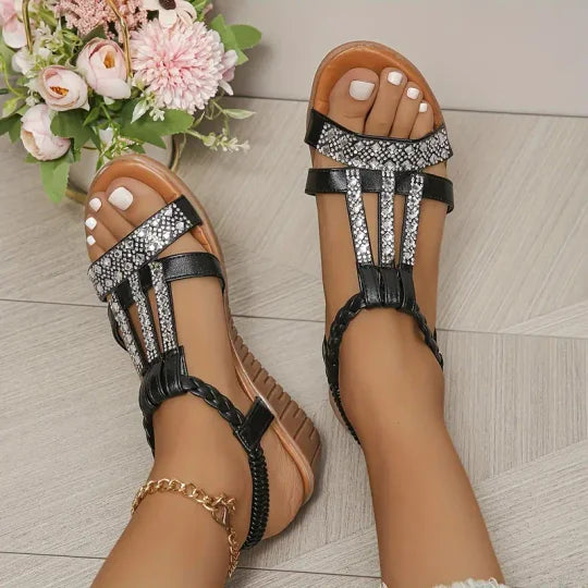 👡💖【34-43】Sandale cu pană cu strasuri pentru damă