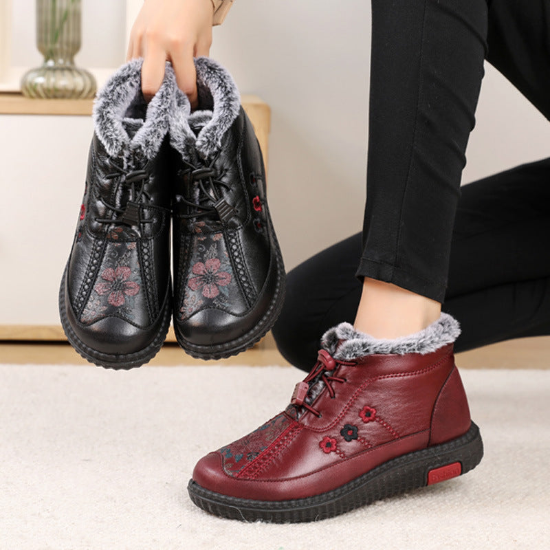 🔥50% отстъпка + Безплатна доставка🔥【35-40】Дамски боти до глезена от естествена кожа, неплъзгащи се и изолирани,