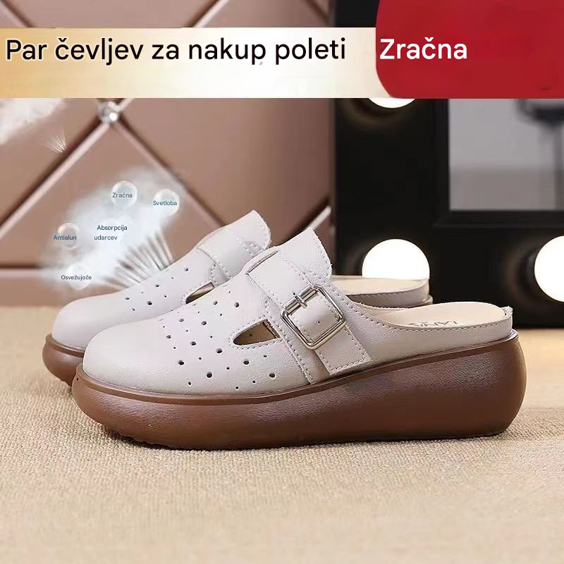 💟😘【35-40】Novi francoski ročno izdelani usnjeni sandali z debelim podplatom