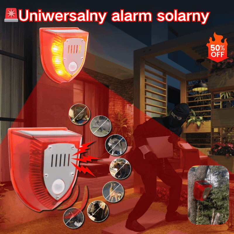 🚨【Reducere de 50%】🐦🐗Sperietoare de păsări universală cu energie solară, cu alarmă sonoră și luminoasă, potrivită pentru casă, livadă, iaz cu pești și orezării