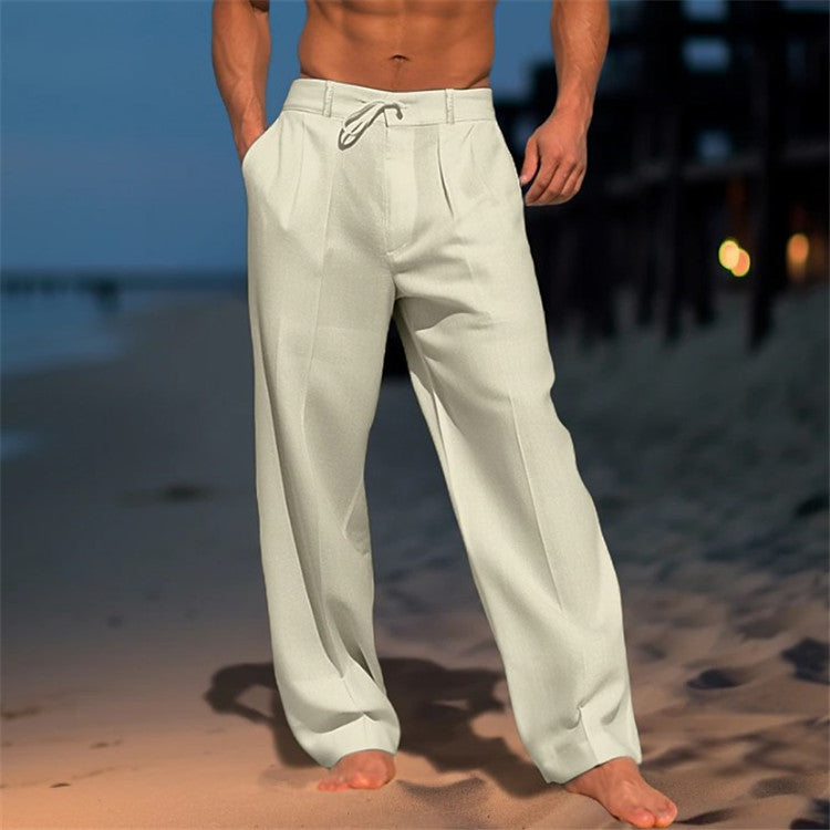 🏖️👖 【Poletna razprodaja - 50% 🔥】【S-3XL】😍 Moške lanene ohlapne hlače velikih velikosti, udobne in zračne, idealne za vsak dan in počitnice