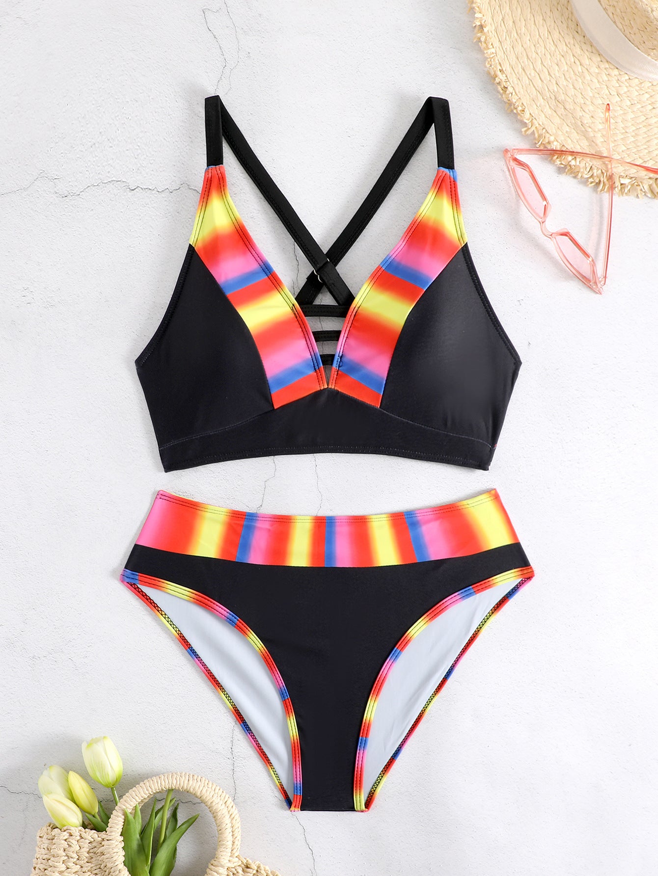 🎁Reducere de 50%👙🌴【S-5XL】Bikini nou, cu uscare rapidă, cu despicare încrucișată, stil etnic unic
