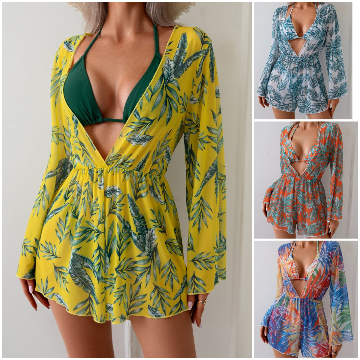 🏖️🩱【Reducere de 50%】【Șal + bikini】Costum de baie sexy pentru sărbători