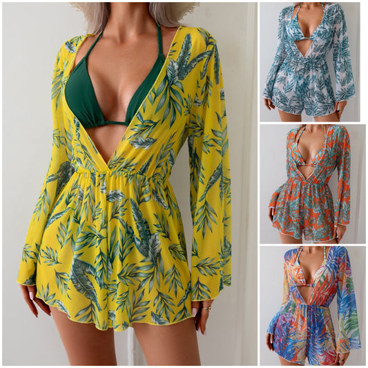 🏖️🩱【Reducere de 50%】【Șal + bikini】Costum de baie sexy pentru sărbători