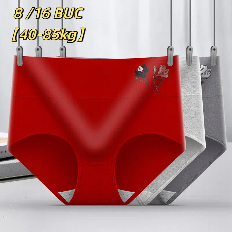🔥(8 bucăți)【40-85 kg】💟Chiloți pentru femei din bumbac pur, cu talie înaltă, care ridică abdomenul