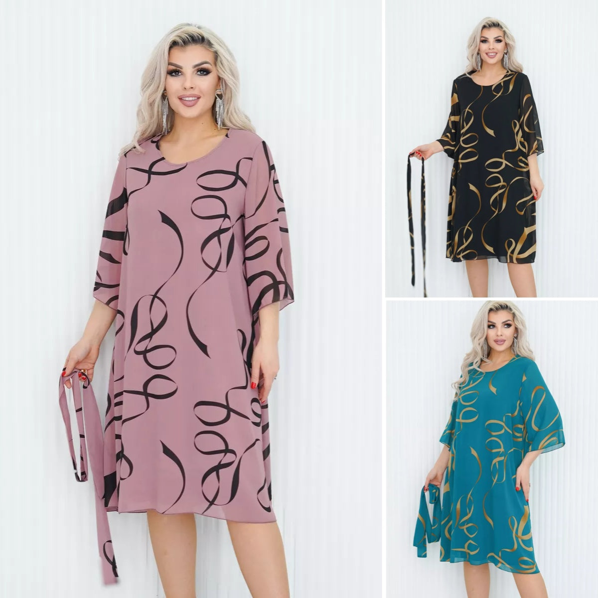 💕【S-3XL】Elegantna mrežasta obleka z nabranimi rokavi